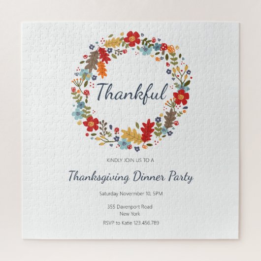 感謝祭ディナー招待感謝祭 ジグソーパズル (縦)