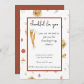 感謝祭ディナー招待水カラーカスタム 招待状 (正面/裏面)