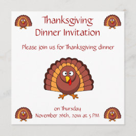 感謝祭ディナー招待状おもしろいWith Turkey 招待状