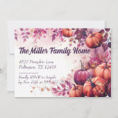 感謝祭ディナー招待状ウォーターカラーパンプキンス 招待状 (裏面)