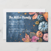 感謝祭ディナー招待状ウォーターカラーパンプキンス 招待状 (裏面)