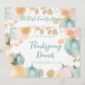 感謝祭ディナー招待状ウォーターカラーパンプキン 招待状 (正面/裏面)
