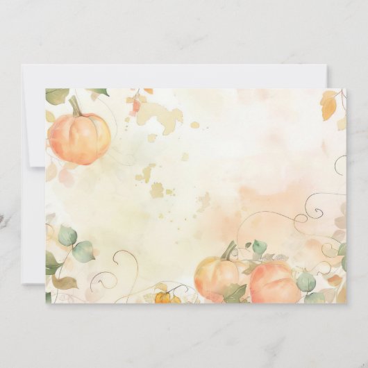 感謝祭ディナー招待状ウォーターカラーパンプキン 招待状 (裏面)