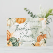 感謝祭ディナー招待状ウォーターカラーパンプキン 招待状 (スタンド正面)