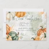 感謝祭ディナー招待状ウォーターカラーパンプキン 招待状 (裏面)