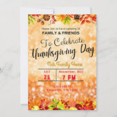 感謝祭ディナー招待状テンプレート編集可能 招待状 (正面)