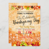 感謝祭ディナー招待状テンプレート編集可能 招待状 (正面/裏面)