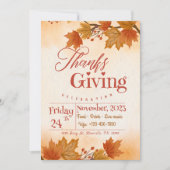 感謝祭ディナー招待状テンプレート編集可能 招待状 (正面)