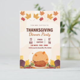 感謝祭ディナー招待状テンプレート（編集可能） 招待状