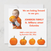 感謝祭ディナー招待状ベビーとカボチャ 招待状 (裏面)