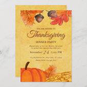 感謝祭ディナー招待状ホリデーパーティー 招待状 (正面/裏面)