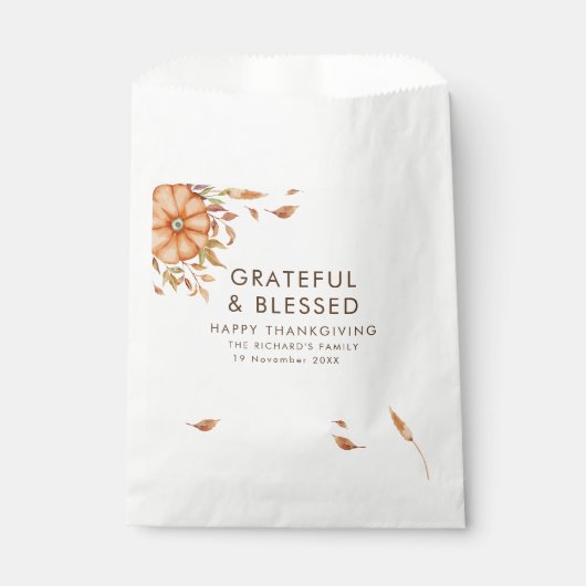 感謝祭ディナー招待状ボホテーマ フェイバーバッグ (正面)