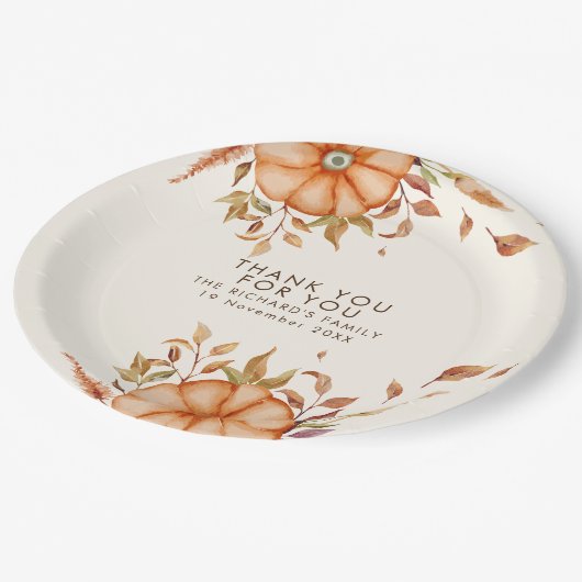 感謝祭ディナー招待状ボホテーマ ペーパープレート (アングル)