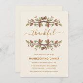 感謝祭ディナー招待状感謝の気持ちを込めた秋 招待状 (正面/裏面)