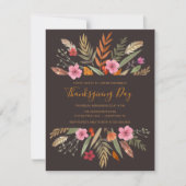 感謝祭ディナー招待状植物性秋の葉 招待状 (正面)