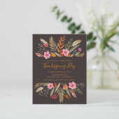 感謝祭ディナー招待状植物性秋の葉 招待状 (スタンド正面)