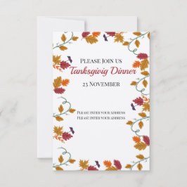 感謝祭ディナー招待状 サンキューカード