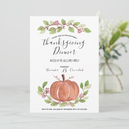 感謝祭ディナー招待状-シック&素朴 案内状 (スタンド正面)