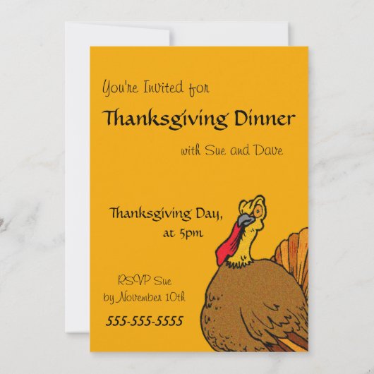 感謝祭ディナー招待状-トおもしろいルコ 招待状 (裏面)