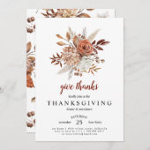 感謝祭ディナー招待状 与え感謝してい | 案内状 (正面/裏面)