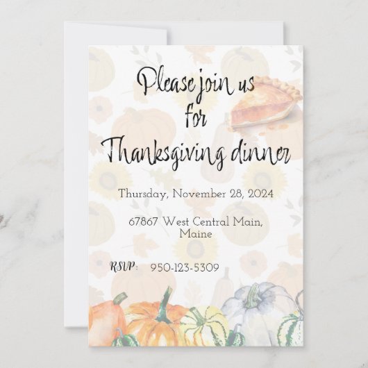 感謝祭ディナー招待状 招待状 (正面)