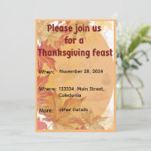 感謝祭ディナー招待状 招待状 (スタンド正面)