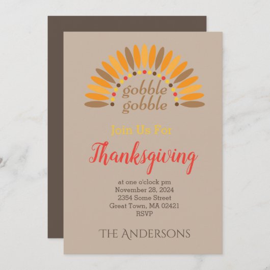 感謝祭ディナー招待状 招待状 (正面/裏面)