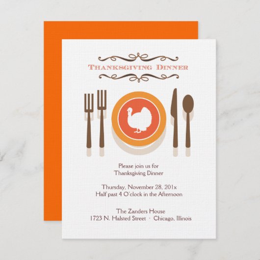 感謝祭ディナー招待状 招待状 (正面/裏面)
