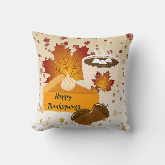 感謝祭ディナー料理パンプキンパイホットチョコ クッション (正面)