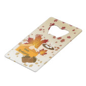 感謝祭ディナー料理パンプキンパイホットチョコ クレジットカード栓抜き (正面アングル)