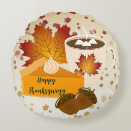 感謝祭ディナー料理パンプキンパイホットチョコ ラウンドクッション