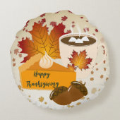 感謝祭ディナー料理パンプキンパイホットチョコ ラウンドクッション (裏面)