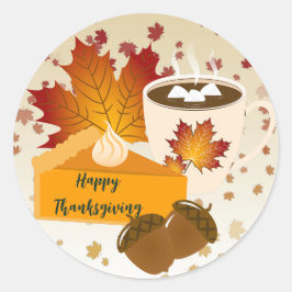 感謝祭ディナー料理パンプキンパイホットチョコ ラウンドシール