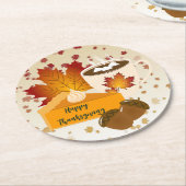 感謝祭ディナー料理パンプキンパイホットチョコ ラウンドペーパーコースター (アングル)