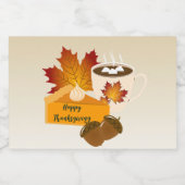 感謝祭ディナー料理パンプキンパイホットチョコ リキュールボトルラベル (シングルラベル)