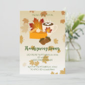 感謝祭ディナー料理パンプキンパイホットチョコ 招待状 (スタンド正面)