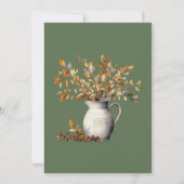 感謝祭ディナー秋オリーブグリーンフレンドシップ 招待状 (裏面)