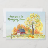 感謝祭ディナー秋シーンパンプキンス 招待状 (正面)