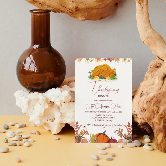 感謝祭ディナー秋パンプキントルコパーティー 招待状