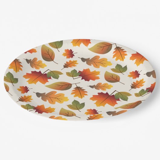 感謝祭ディナー秋/秋カラフルの葉 ペーパープレート (アングル)