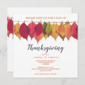 感謝祭ディナー紅葉テンプレート 招待状 (正面/裏面)