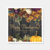 感謝祭ディナー素朴な秋フローラウッド スタンダードカクテルナプキン (正面)