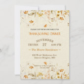 感謝祭ディナー素朴花模様カスタム 招待状 (正面)