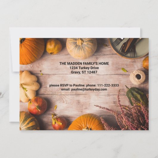 感謝祭ディナー饗宴かぼちゃ 招待状 (裏面)