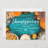 感謝祭ディナー饗宴ブルーパンプキン 招待状 (正面)