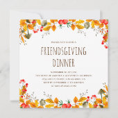 感謝祭ディナー。友情の饗宴。秋 招待状 (正面)