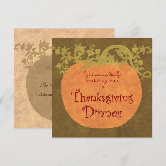 感謝祭ディナー 招待状 (正面/裏面)