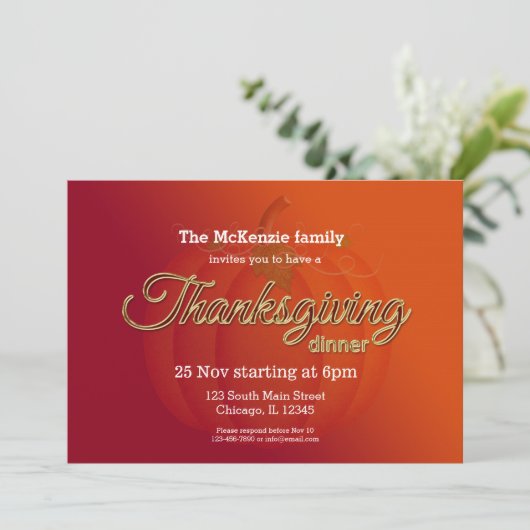 感謝祭ディナー 招待状 (スタンド正面)