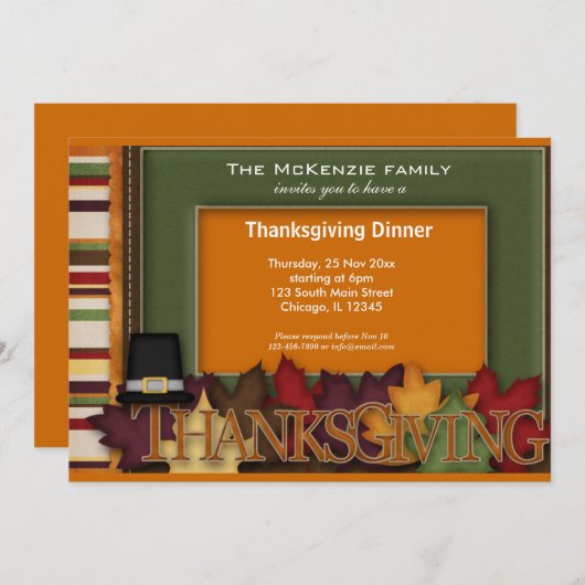 感謝祭ディナー 招待状 (正面/裏面)