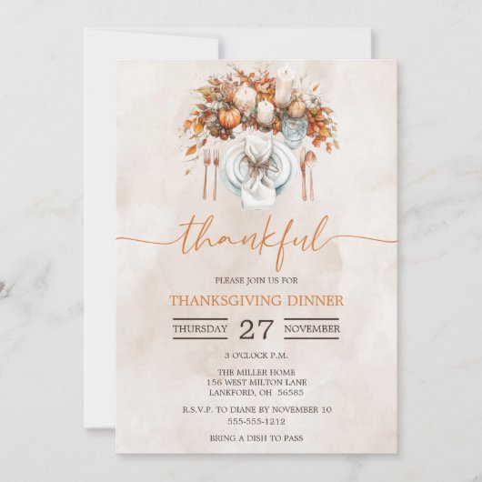 感謝祭ディナー 招待状 (正面)